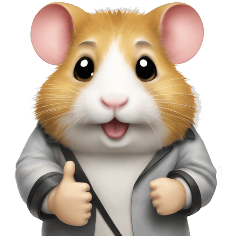 Hamster thumbs up with working on ph.d emoji