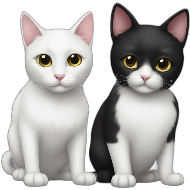 White cat and black cat emoji