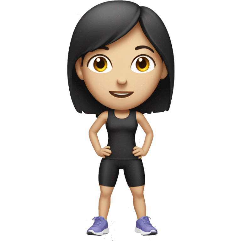 white skinny female with dark hair in exercise clothes emoji