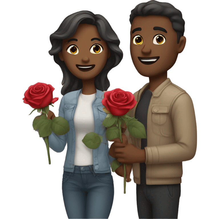 Couple with roses in the hand emoji