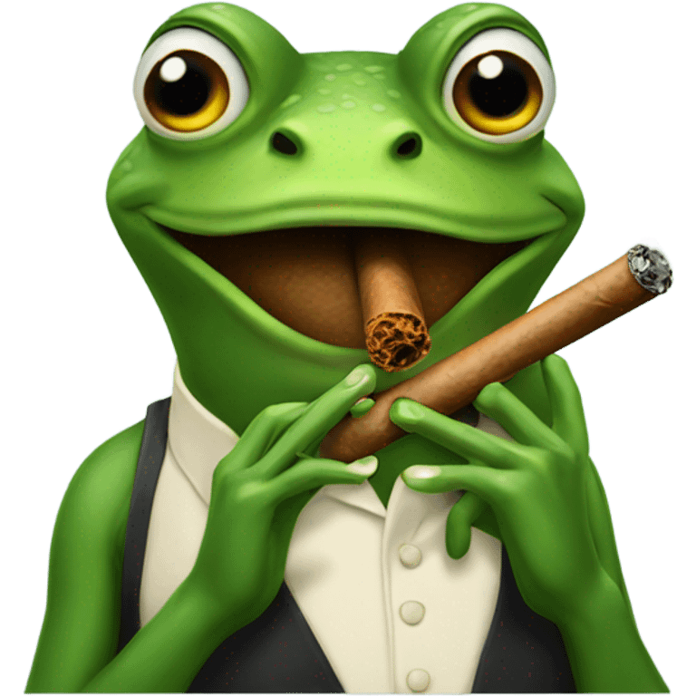 A frog smoking a cigar emoji