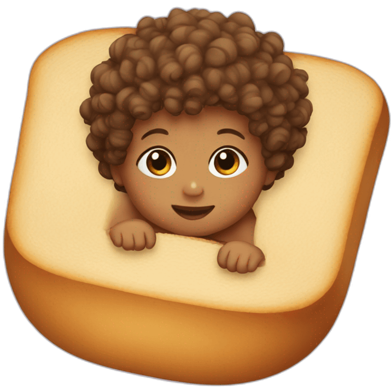 baby with curly hair and bread emoji