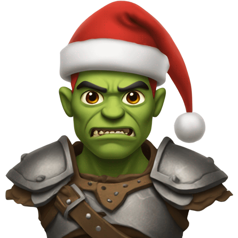 orc male warrior with santa hat emoji