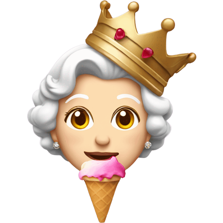 Queen elizabeth with an ice cream emoji