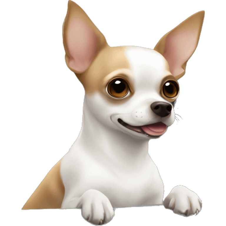 White and brown chihuahua in car interior emoji