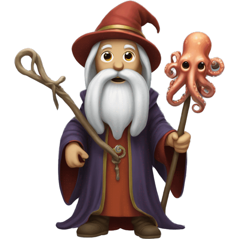 Wizard with an octopus head holding staff emoji