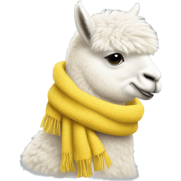 White alpaca wearing a yellow scarf emoji