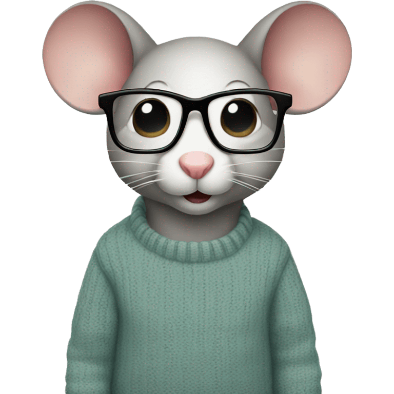 Mouse with glasses and sweater emoji