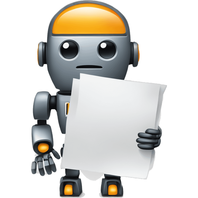 A simple and clean favicon design with a small robot icon holding a piece of paper or document. The robot represents AI, and the document represents blogs. Minimalist style with bright and friendly colors.” emoji