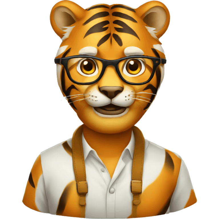 tiger expert in glasses emoji