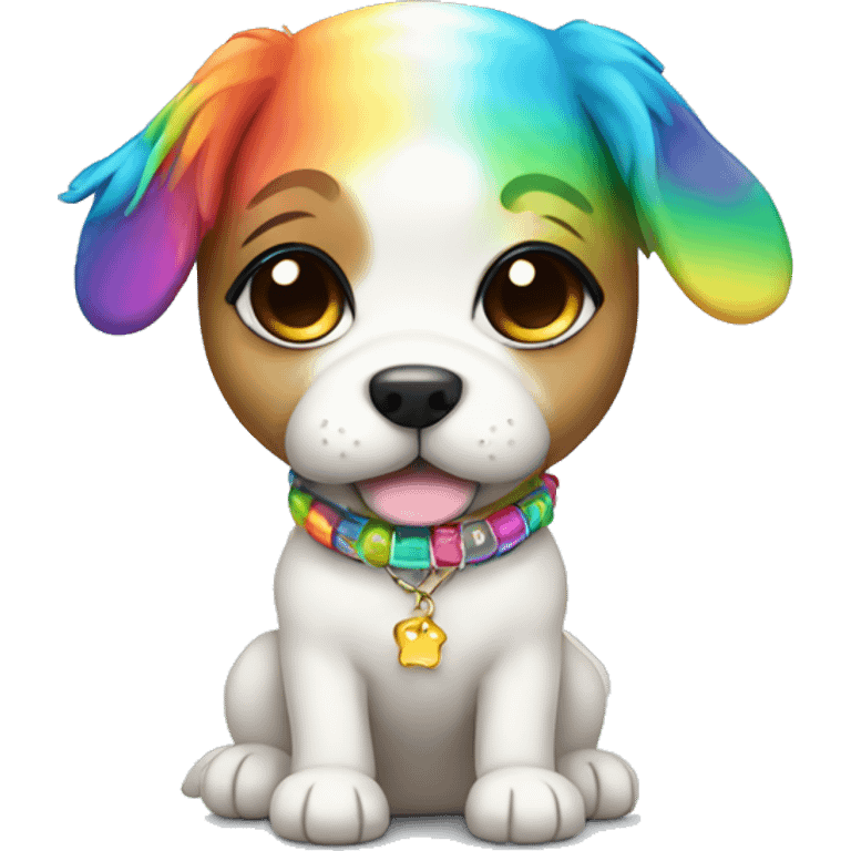 Chibi dog with rainbow accessories   emoji