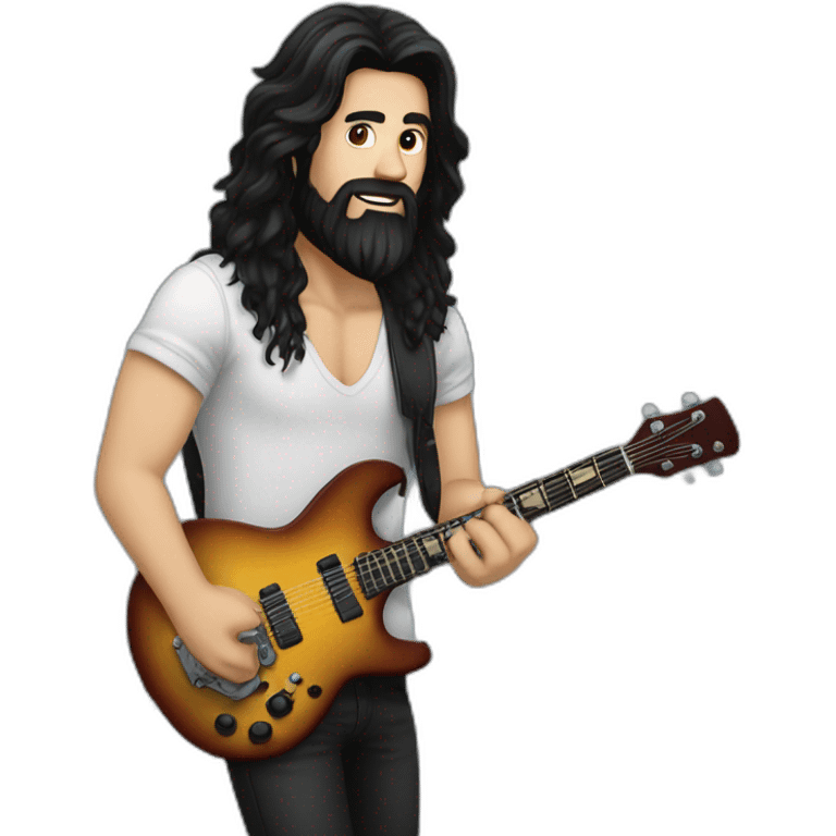 long dark haired rocker guy with full beard emoji