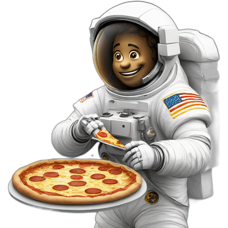 Astronaut eating pizza on the moon emoji