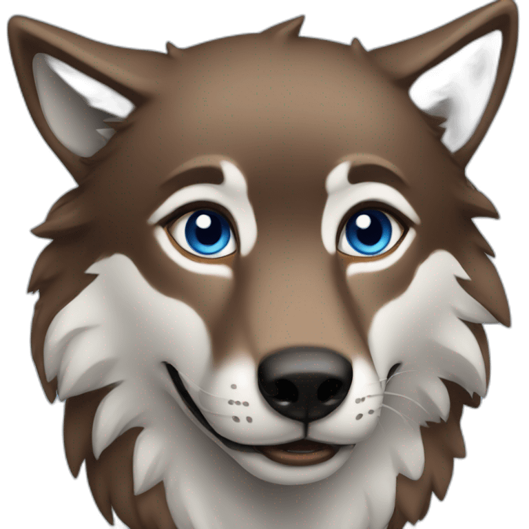 Brown female wolf blue eyes  emoji