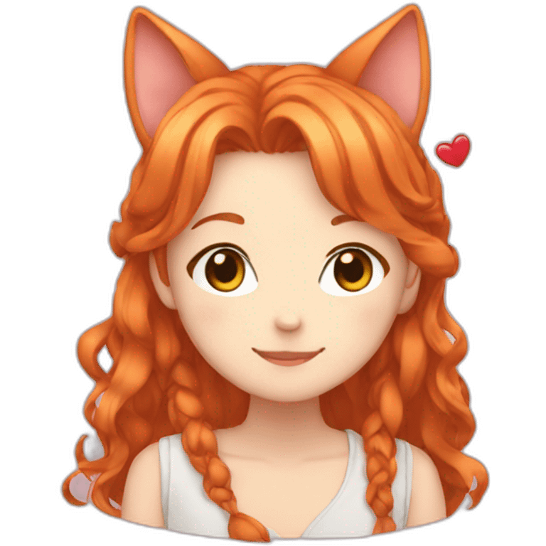 Ginger anime making heart with cat ears emoji