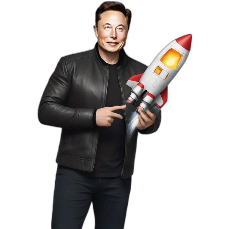 Elon Musk with rocket in hand emoji