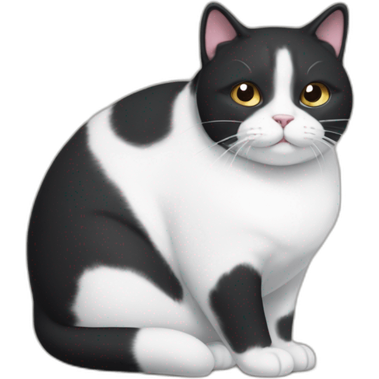 Obese black and white cat with white socks emoji