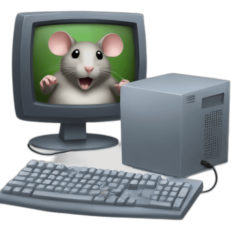 Fat Rat playing computer video games emoji