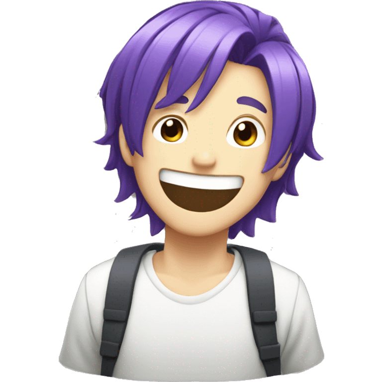 anime guy purple hair laughing emoji