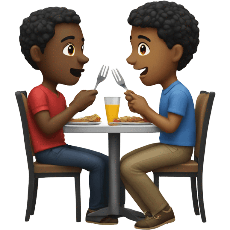 friends eating at the restaurant table emoji