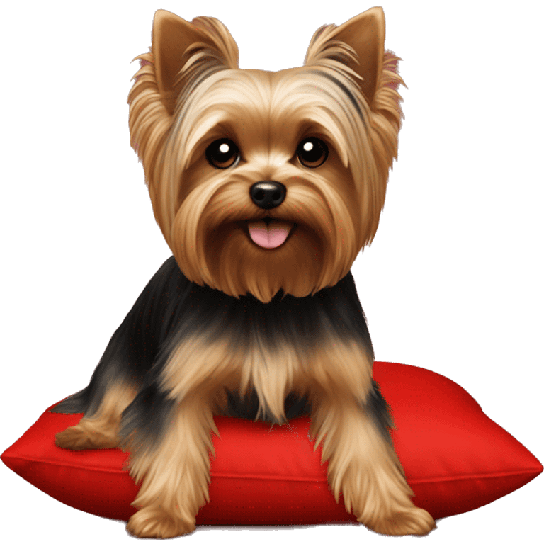 Yorkie on red pillow emoji