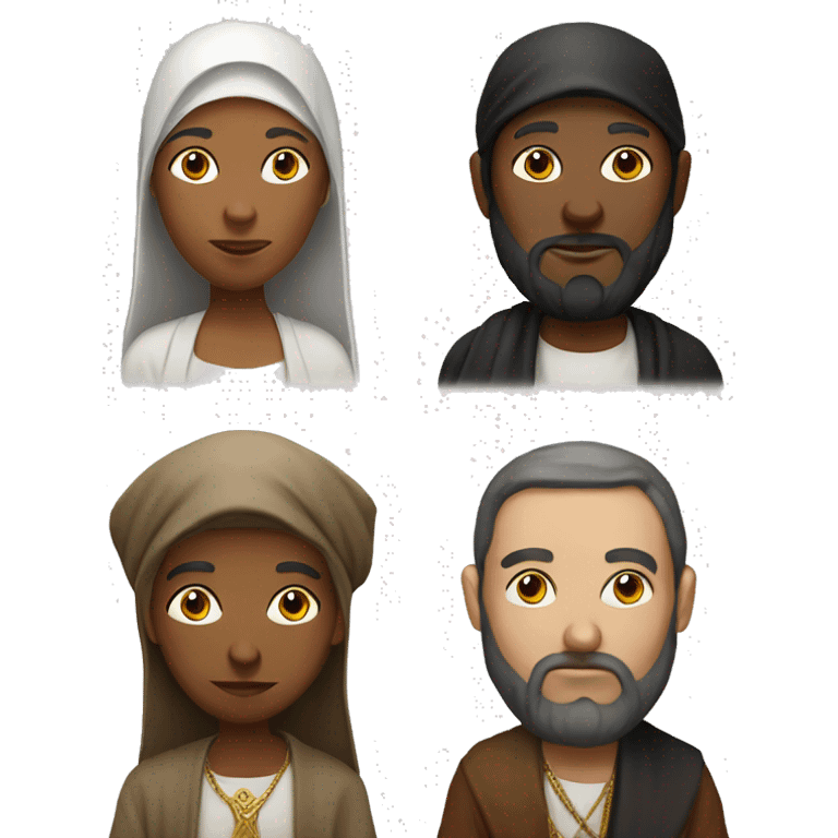 religious pilgrims photorealistic serious emoji