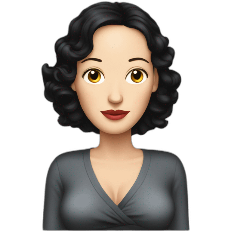 Dark-haired Uma Thurman pregnant emoji