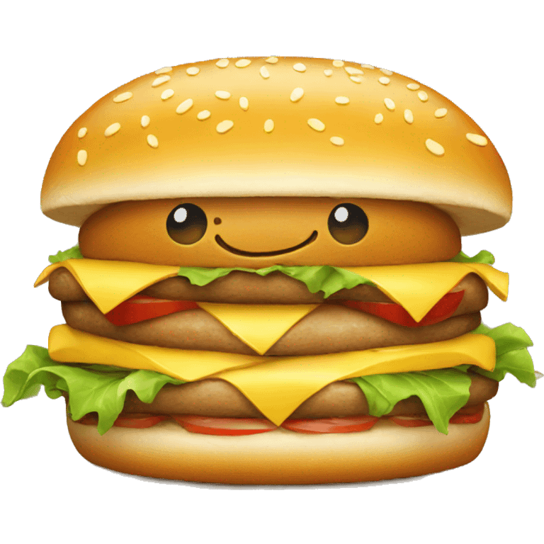 happy burger with a face emoji