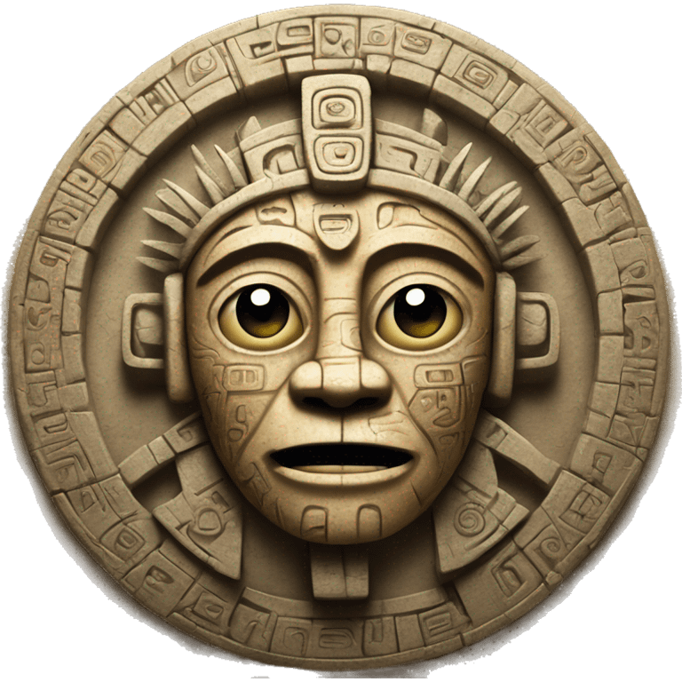 mayan-calendar with face in the middle more robotic emoji