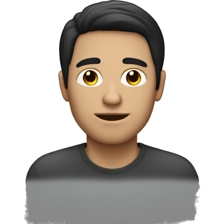 white man with black hair on his laptop emoji