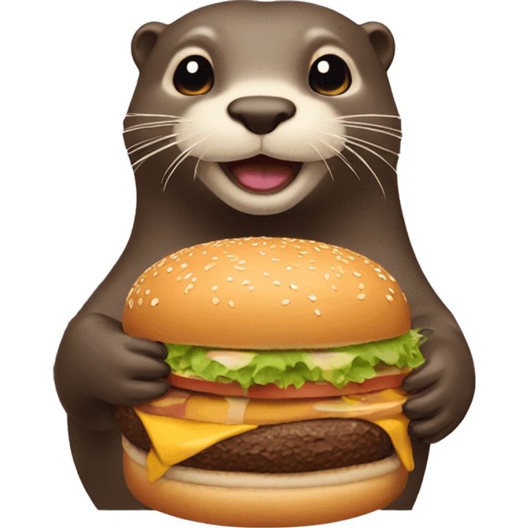 an otter eat burger emoji