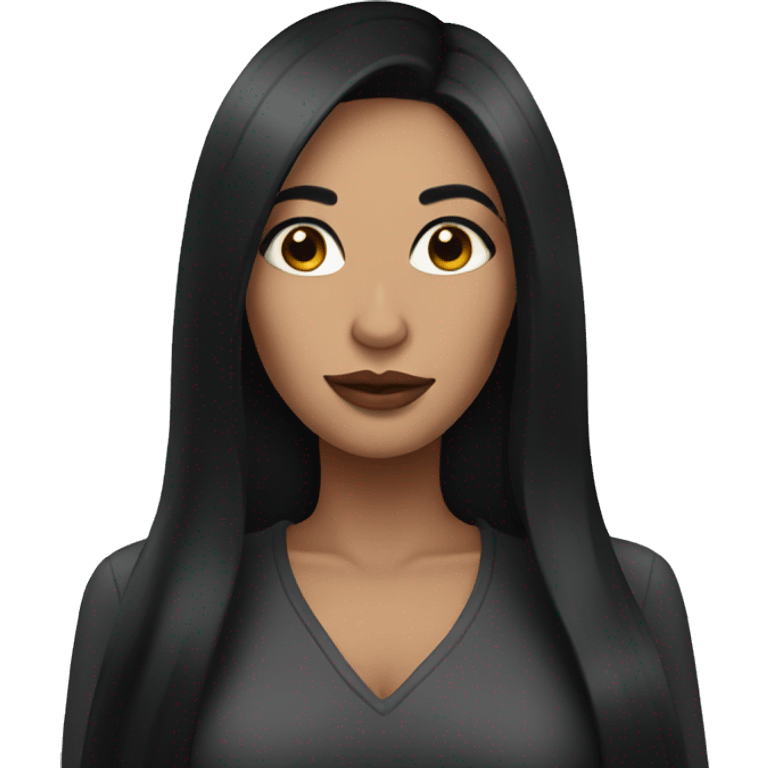 Women with long black hair and makeup emoji