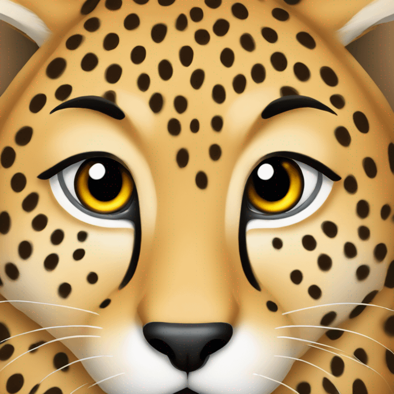 cheetah face but eyes are red hearth emoji