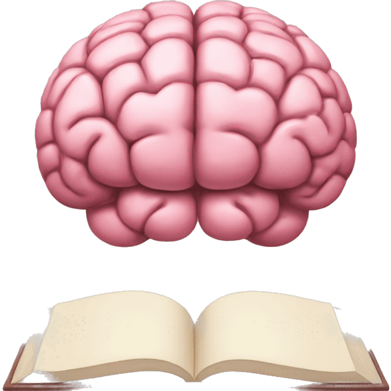 A pink brain reading a brown book emoji