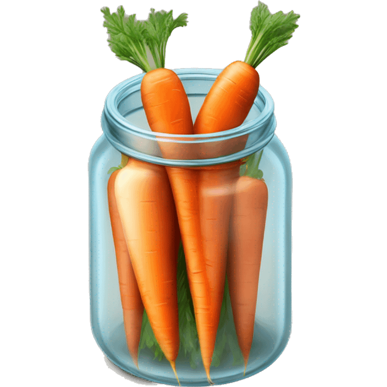 Realistic glass jar of carrots isolated. emoji