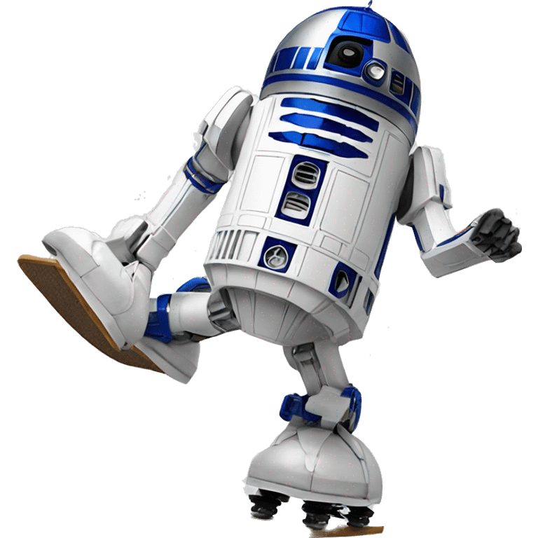 R2D2 doing a kickflip emoji