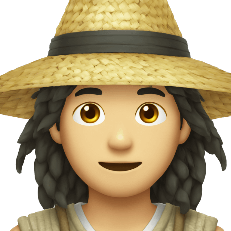 korean guy with Chinese triangle straw hat emoji