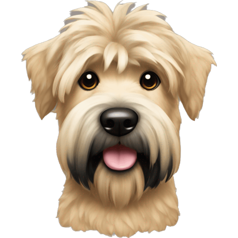 Wheaten terrier with long fluffy hair, black ears and black chin emoji