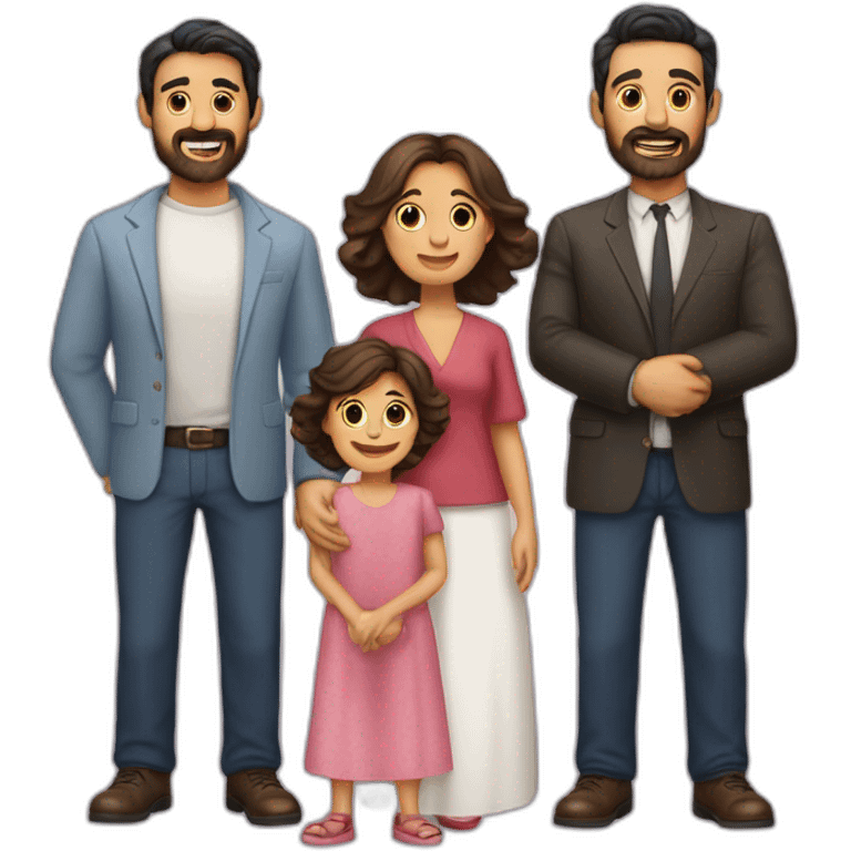 Padre con barba, madre morena y 3 hijos varones emoji