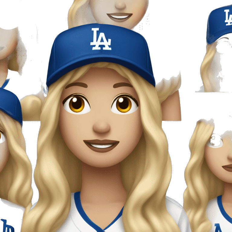 Long blonde hair woman wearing a Dodgers hat emoji