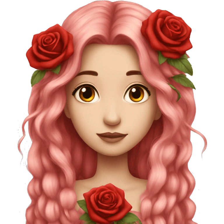 big wings, rose, Beautiful, fairy, red, long hair emoji