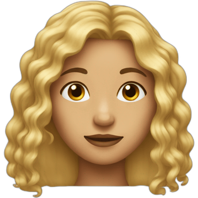 Woman high cheek golden long hair emoji