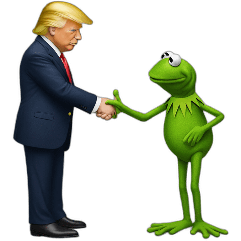 donald trump shaking hands with kermit the frog emoji