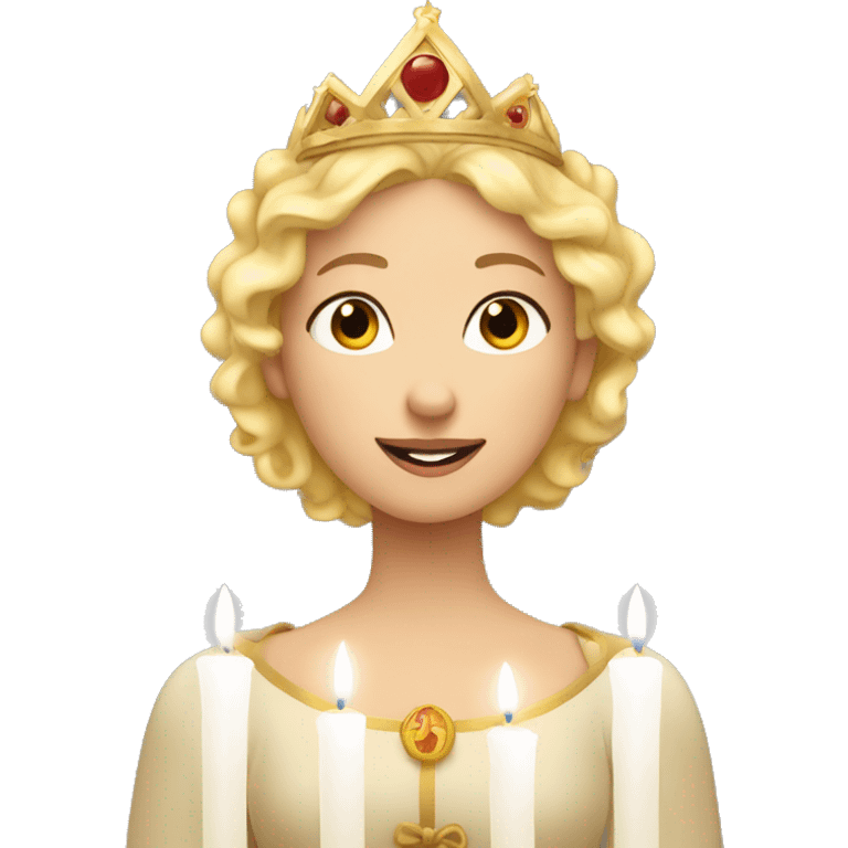 Blonde lucia with candles in her lucia crown emoji