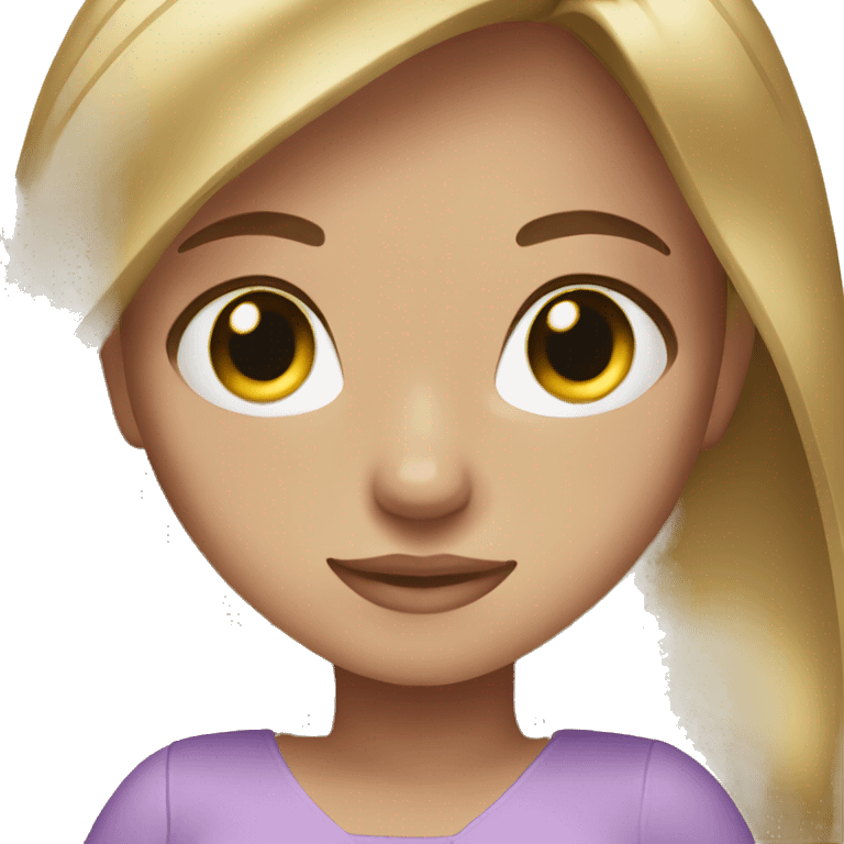 golden brown straight hair green eyes lavender dress emoji