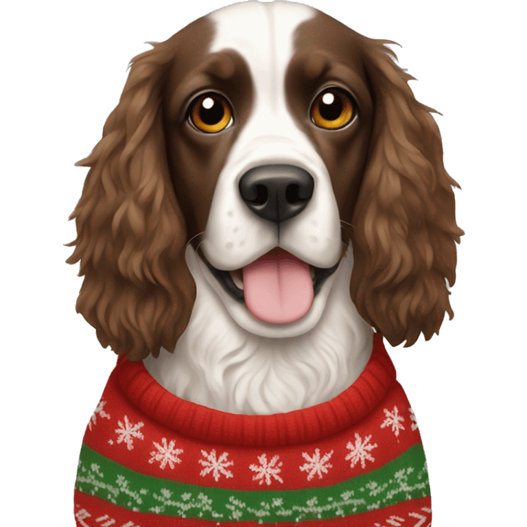 spaniel in a christmas sweater  emoji