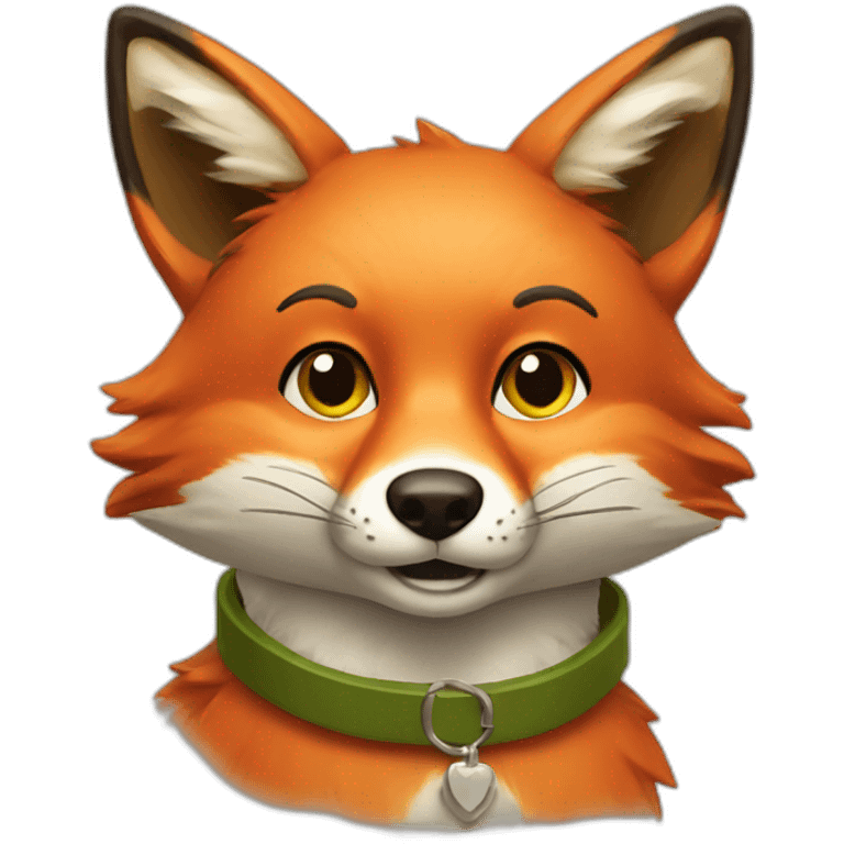 Red fox with olive green collar emoji