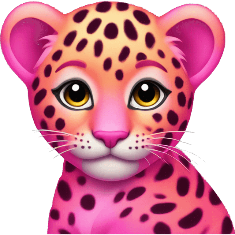 neon pink orange leopard cub emoji