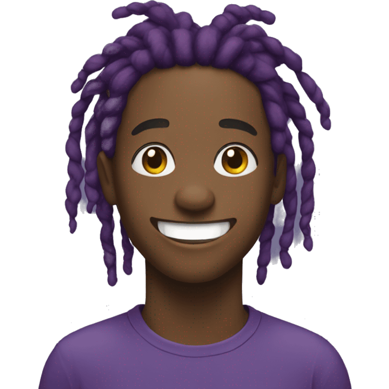 Young black man, purple dreadlocks, big smile  emoji