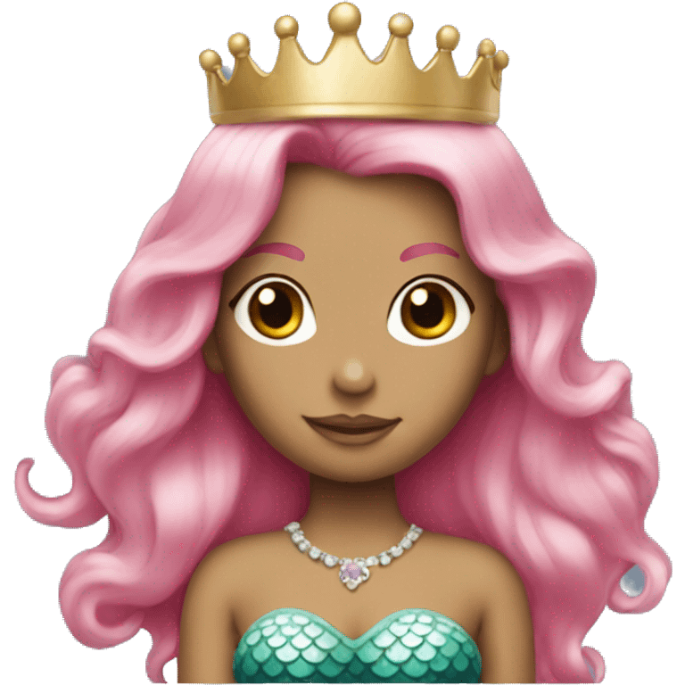 mermaid with pink hair and princess crown  emoji